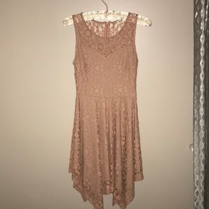 Pinkish Tanish Lace Mini Dress